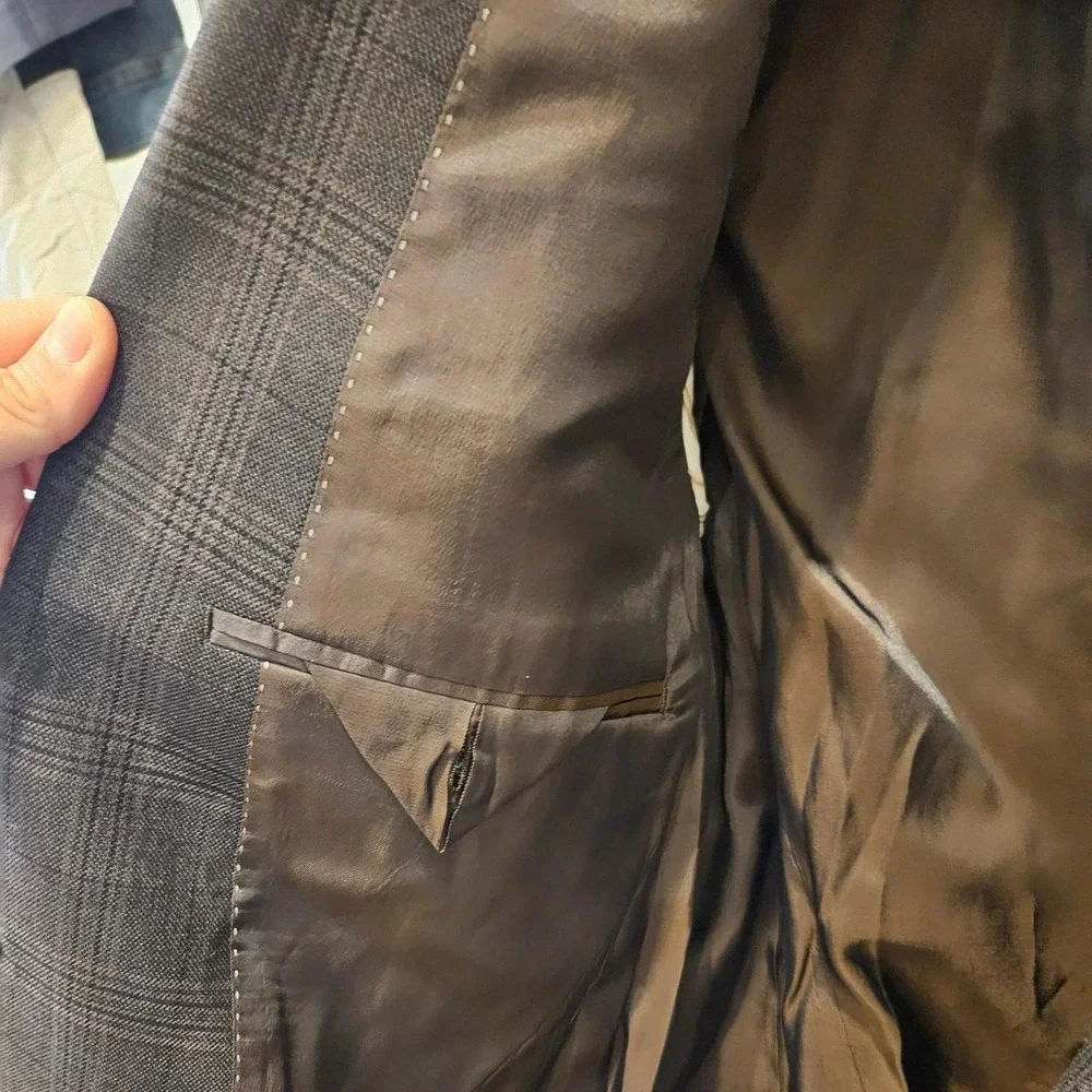 Joseph Abboud Grey Plaid Suit Jacket Size 42L